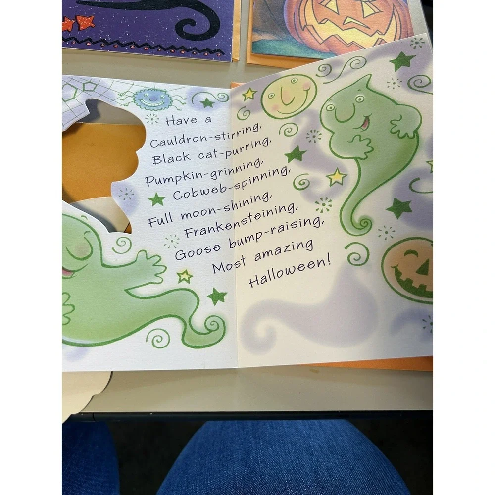 Vtg Halloween Greeting Card Lot 5 New Envelopes Hallmark Punch Out Glasses Glow